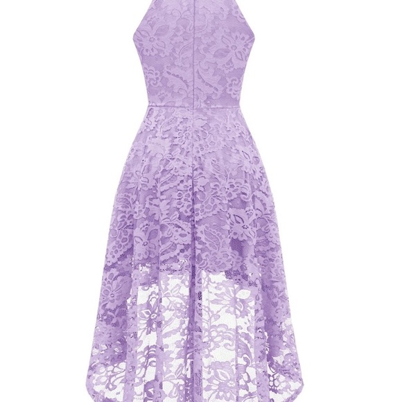 Purple Asymmetrical Sundress with Halter Neckline for Wedding Guest - Picture 8 of 16